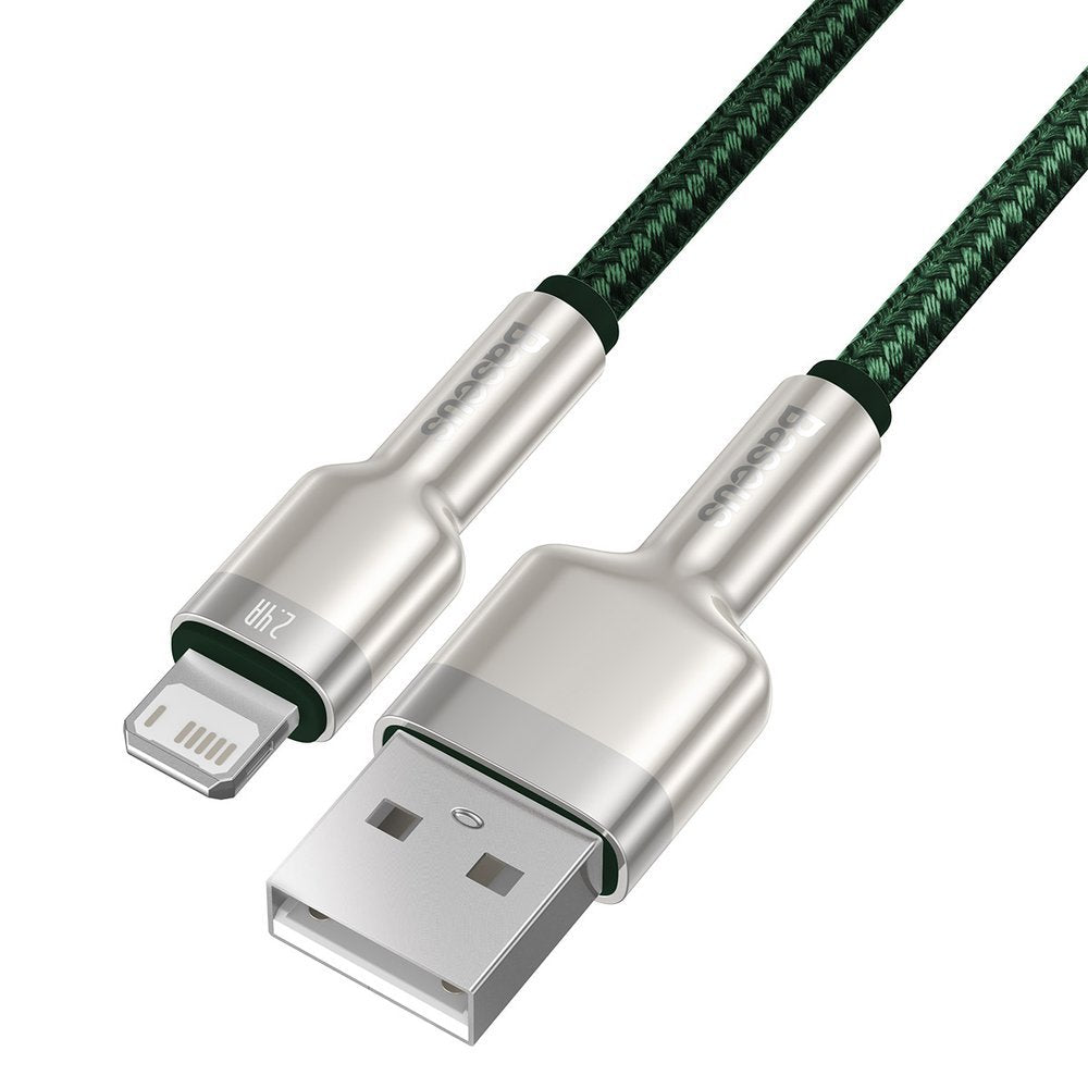USB-A to Lightning Data and Charging Cable Baseus Cafule Metal Series, 18W, 2m, Green CALJK-B06