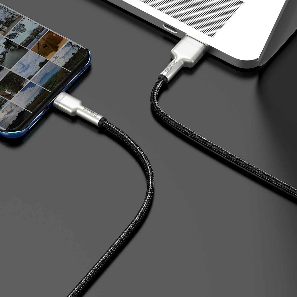Data and Charging Cable USB-A - USB-C Baseus Cafule Metal Series, 66W, 1m, Black CAKF000101 CAKF000101