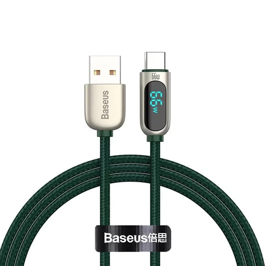 USB-A to USB-C Baseus Display Data and Charging Cable, 66W, 1m, Green CASX020006