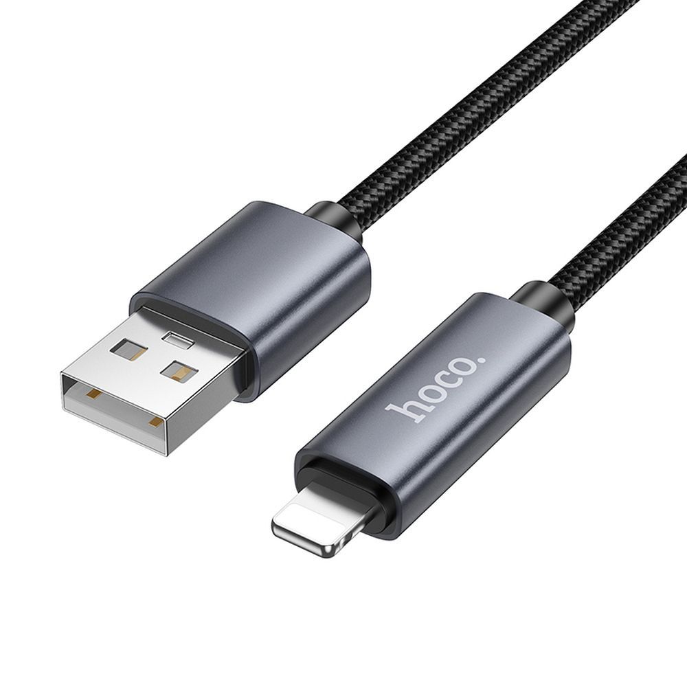 USB-A to Lightning Data and Charging Cable HOCO Display X112, 18W, 1m, Black