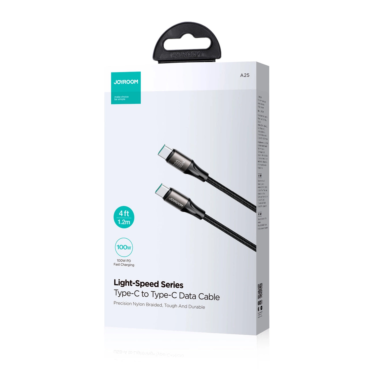 USB-C Data and Charging Cable - USB-C Joyroom S-A25 Light-Speed, 100W, 1.2m, Black