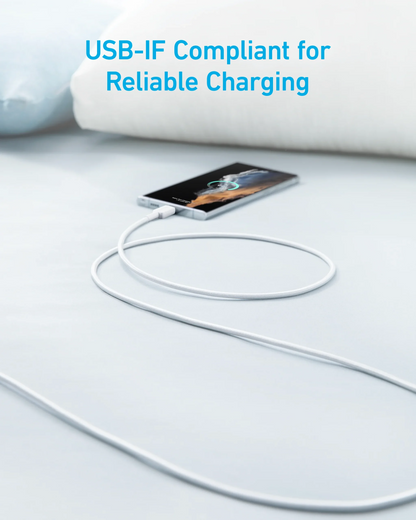 USB-A to USB-C Anker 322 Data and Charging Cable, 18W, 1.8m, White A81H6G21