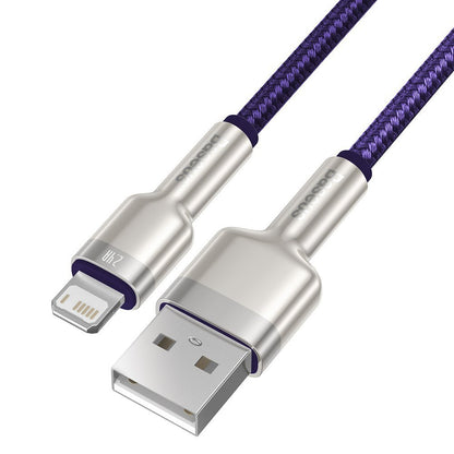 USB-A to Lightning Data and Charging Cable - Baseus Cafule Metal Series, 18W, 2m, Purple CALJK-B05