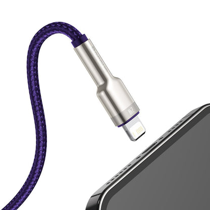 USB-A to Lightning Data and Charging Cable - Baseus Cafule Metal Series, 18W, 2m, Purple CALJK-B05