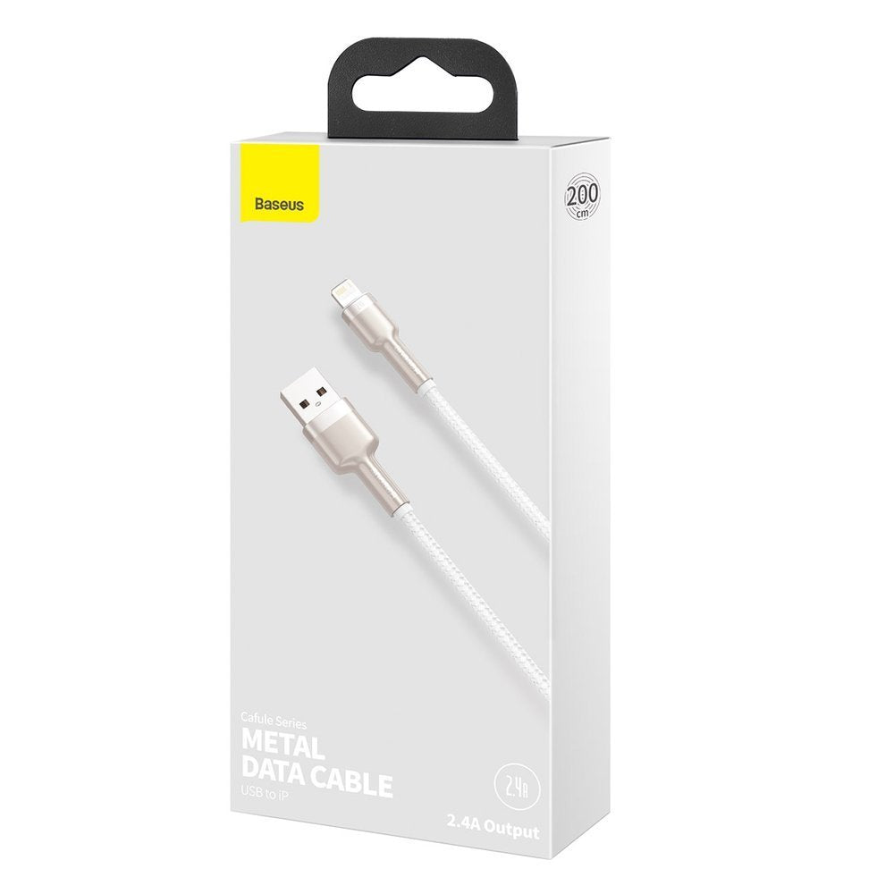 USB-A to Lightning Data and Charging Cable Baseus Cafule Metal Series, 18W, 2m, White CALJK-B02