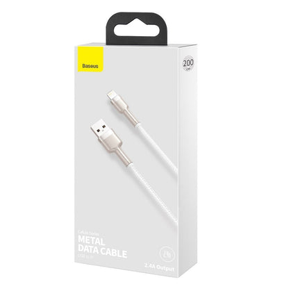 USB-A to Lightning Data and Charging Cable Baseus Cafule Metal Series, 18W, 2m, White CALJK-B02