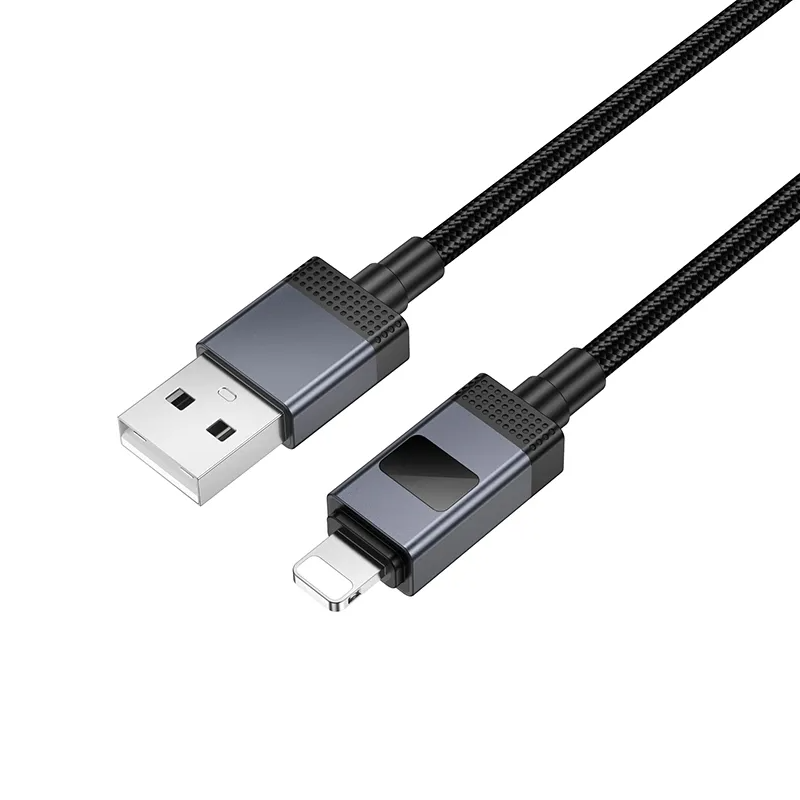 USB-A to Lightning Data and Charging Cable HOCO X118 Display, 12W, 1m, Black