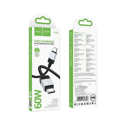 USB-C Data and Charging Cable - USB-C HOCO X110, 60W, 1m, Black