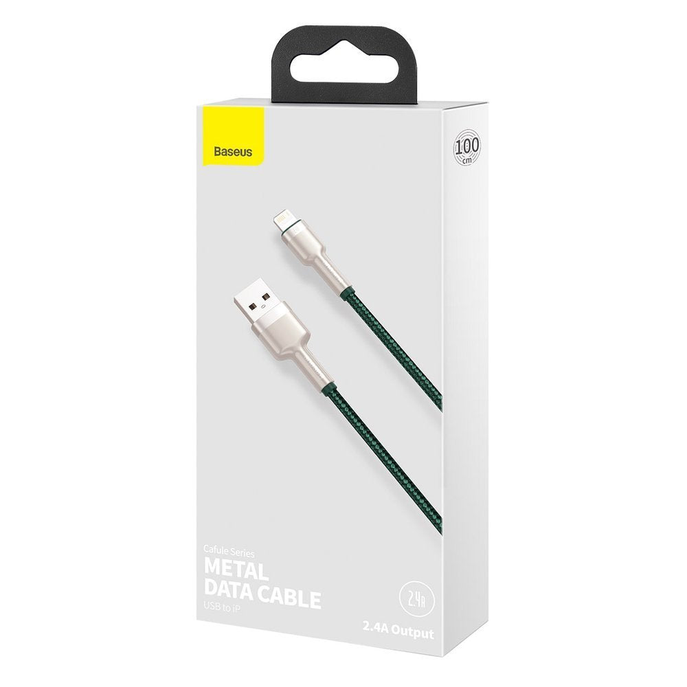 USB-A to Lightning Data and Charging Cable Baseus Cafule Metal Series, 18W, 1m, Green CALJK-A06