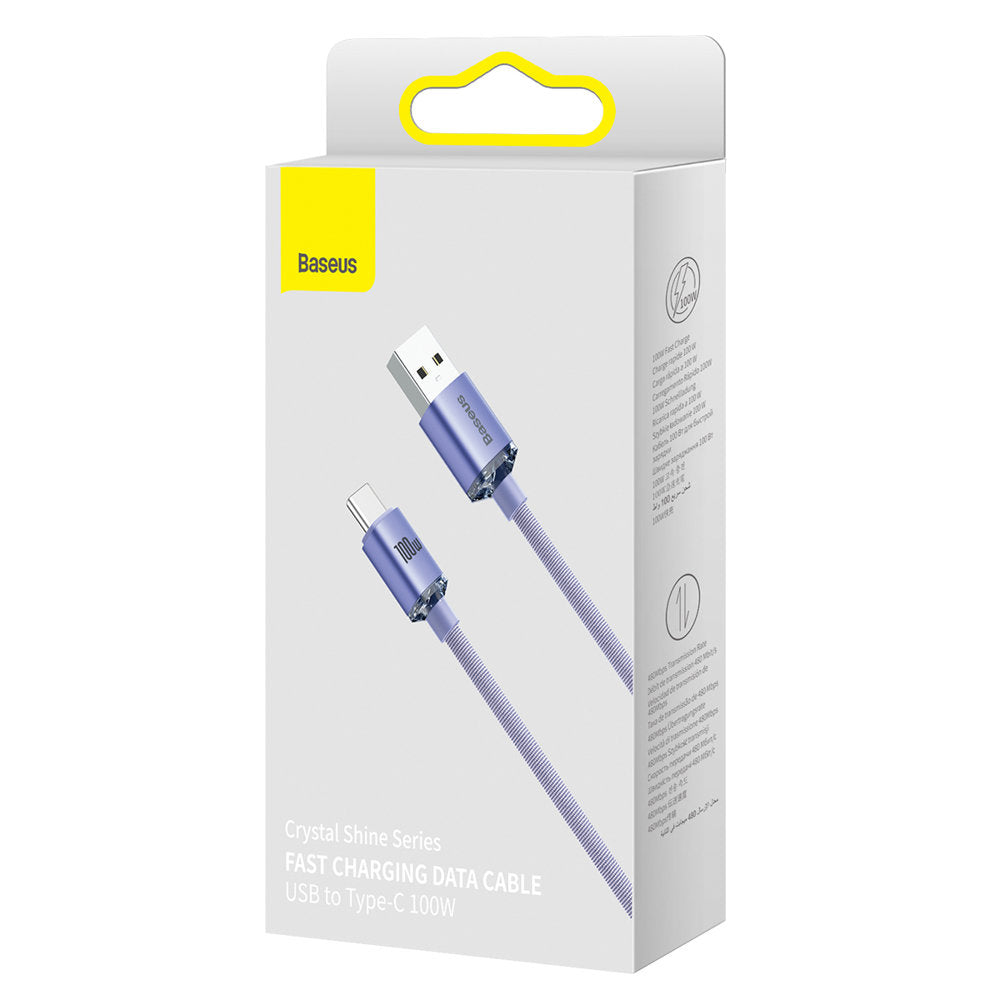 Data and Charging Cable USB-A - USB-C Baseus Crystal Shine Series, 100W, 1.2m, Purple CAJY000405 