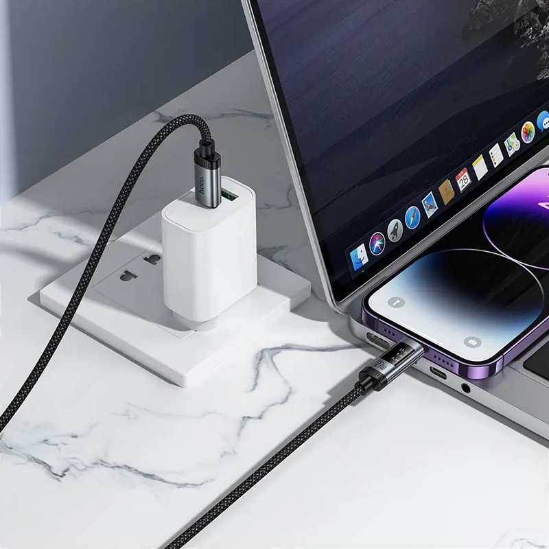 USB-C to Lightning Data and Charging Cable HOCO Display U148, 27W, 1.2m, Black