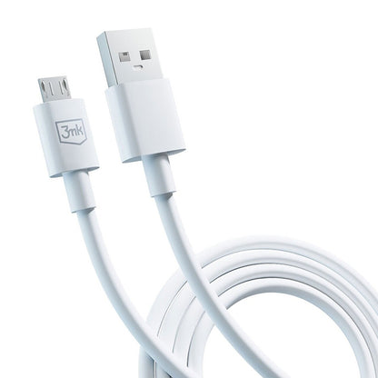 USB-A to microUSB Data and Charging Cable 3MK Hyper, 18W, 1.2m, White