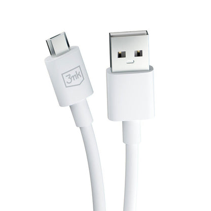 USB-A to microUSB Data and Charging Cable 3MK Hyper, 18W, 1.2m, White