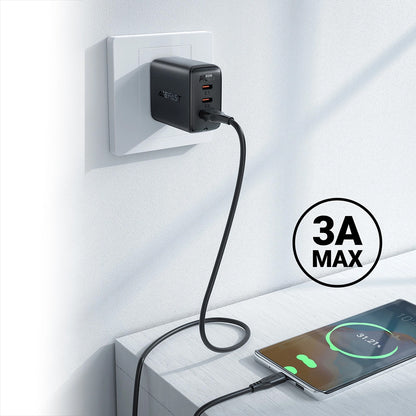USB-A to USB-C Data and Charging Cable Acefast C3-03, 60W, 1.2m, Black
