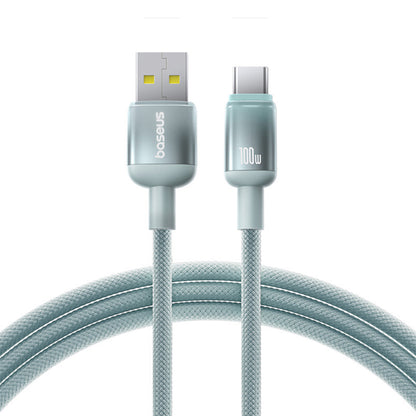 USB-A to USB-C Data and Charging Cable Baseus Discolor, 100W, 2m, Blue Green E0420801