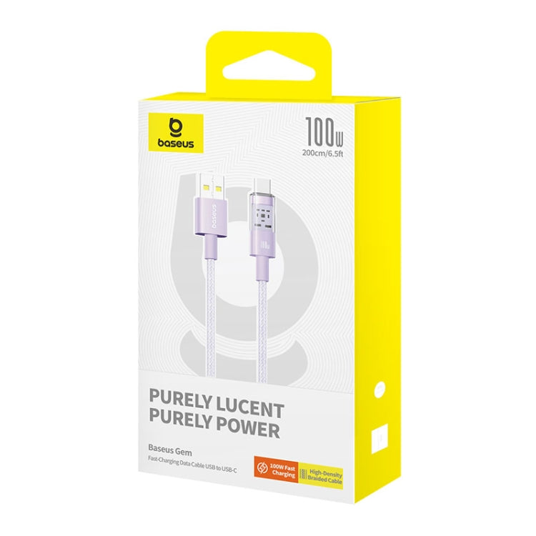 USB-A to USB-C Baseus Gem Data and Charging Cable, 100W, 2m, Purple P10373002511-01