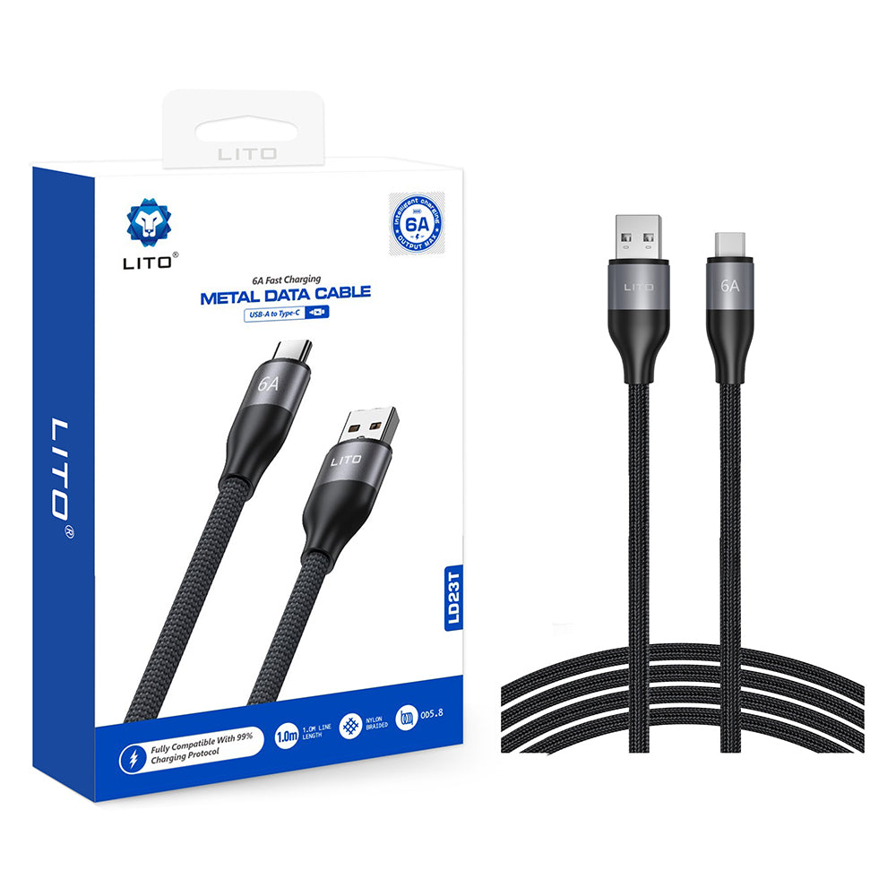 USB-A to USB-C Data and Charging Cable Lito LD23T, 18W, 1m, Gray