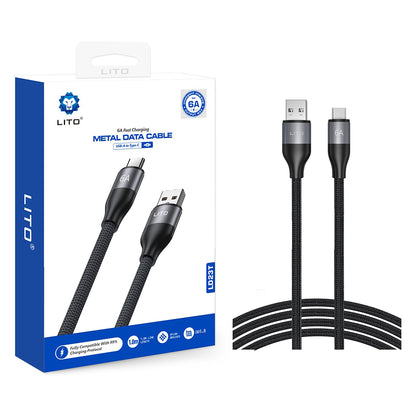 USB-A to USB-C Data and Charging Cable Lito LD23T, 18W, 1m, Gray