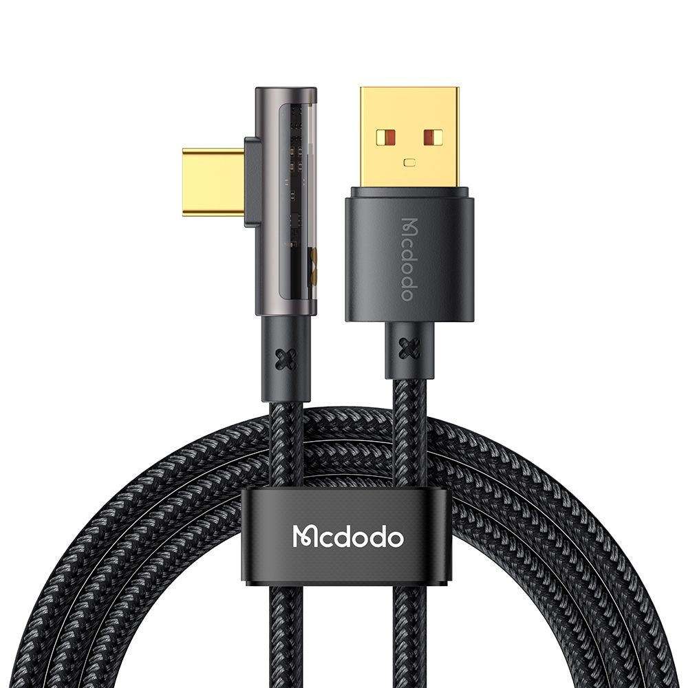 USB-A to USB-C McDodo CA-3380 Angled Data and Charging Cable, 100W, 1.2m, Black