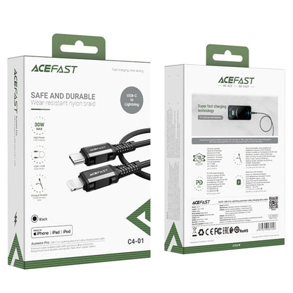 USB-C to Lightning Data and Charging Cable Acefast C4-01, 30W, 1.8m, Black