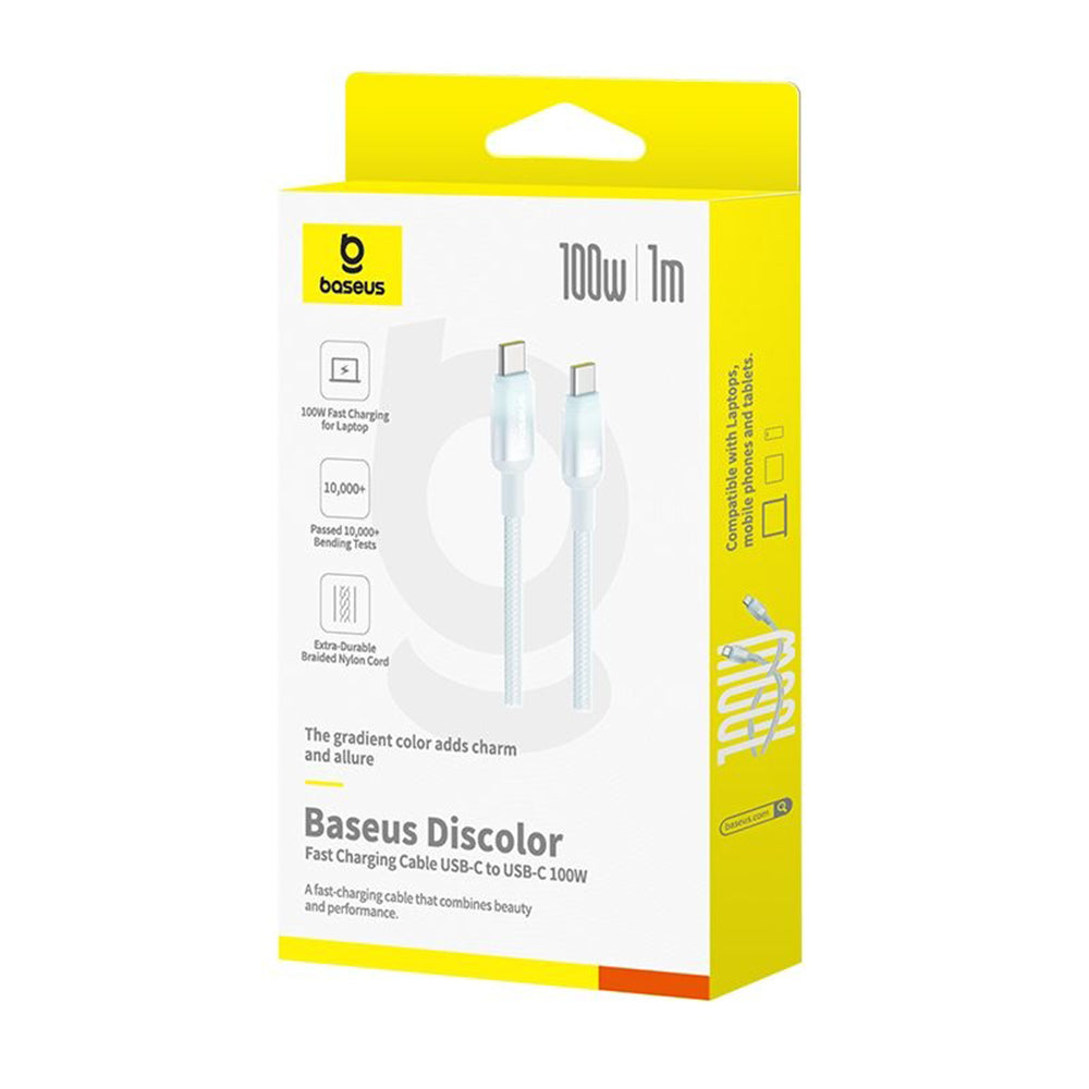 Baseus Discolor USB-C to USB-C Data and Charging Cable, 100W, 2m, Blue Green E0420703