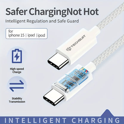 USB-C Data and Charging Cable - USB-C Techsuit PCB114D, 60W, 1m, Gray