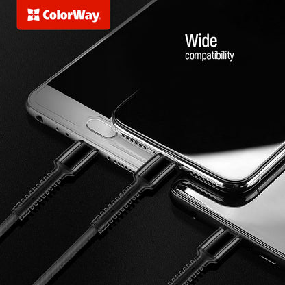 USB-A Charging Cable - Lightning / microUSB / USB-C ColorWay CW-CBU3003, 20W, 1.2m, Gray
