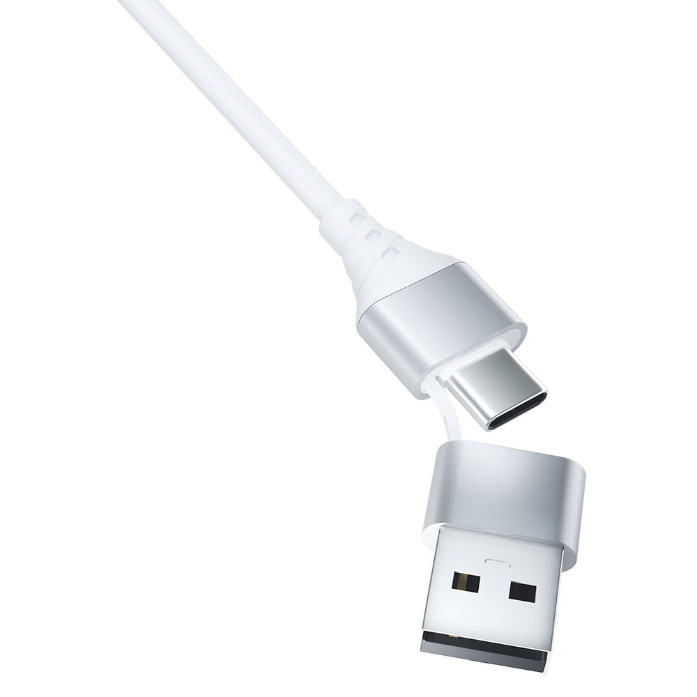 USB-A / USB-C to Lightning / microUSB / USB-C 3MK Hyper 3in1 Charging Cable, 12W, 1.5m, White