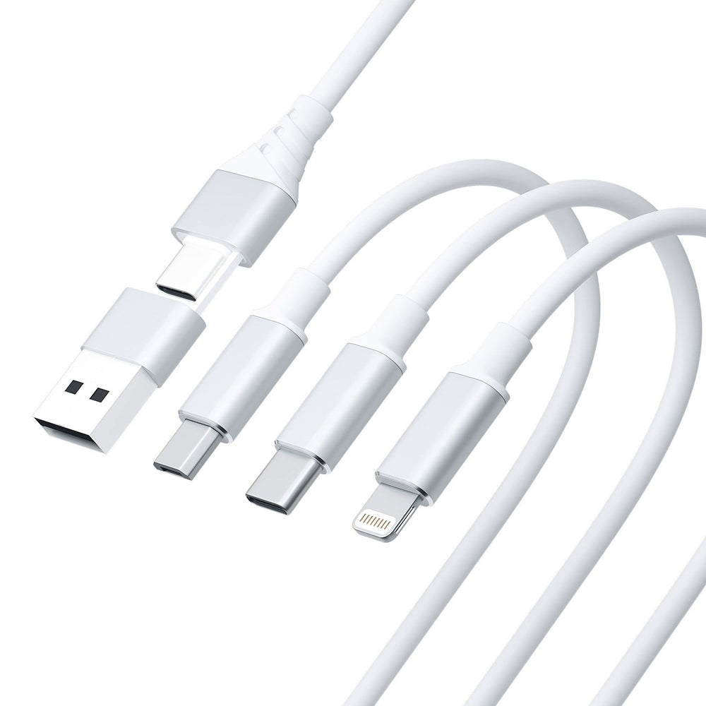 USB-A / USB-C to Lightning / microUSB / USB-C 3MK Hyper 3in1 Charging Cable, 12W, 1.5m, White