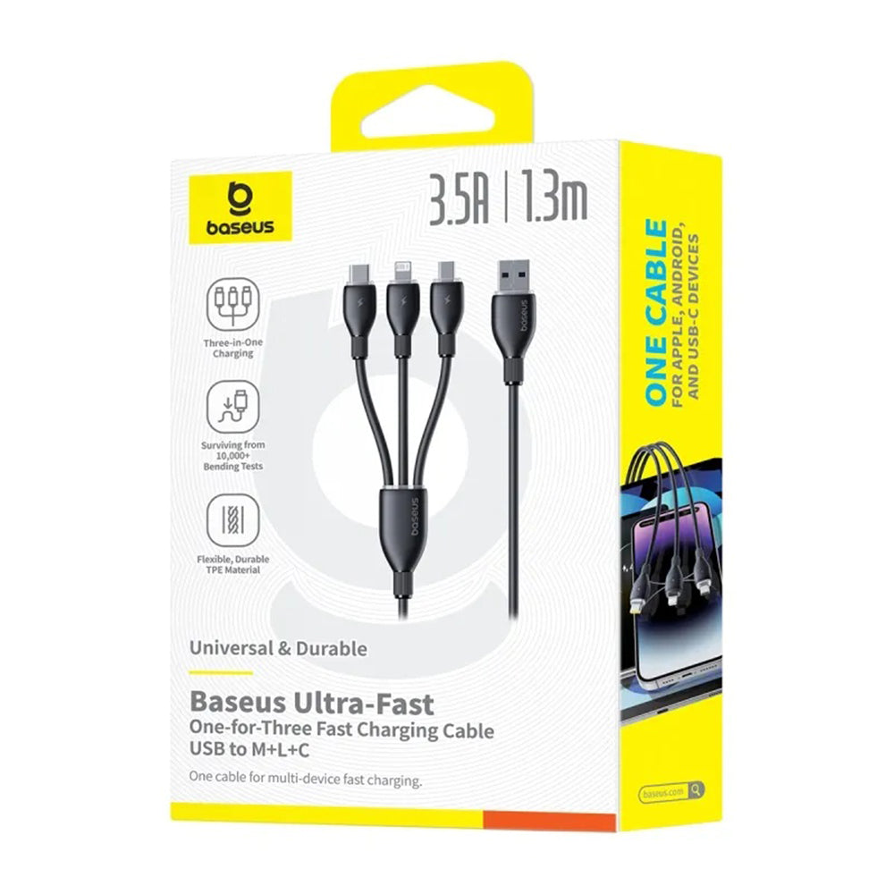 USB-C Charging Cable - Lightning / microUSB / USB-C Baseus Ultra Fast 3in1, 20W, 0.8m, Black P10377501111-00