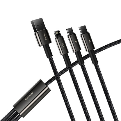 Charging Cable USB-A - Lightning / microUSB / USB-C Baseus Tungsten Gold 3in1, 18W, 1.5m, Black CAMLTWJ-01 