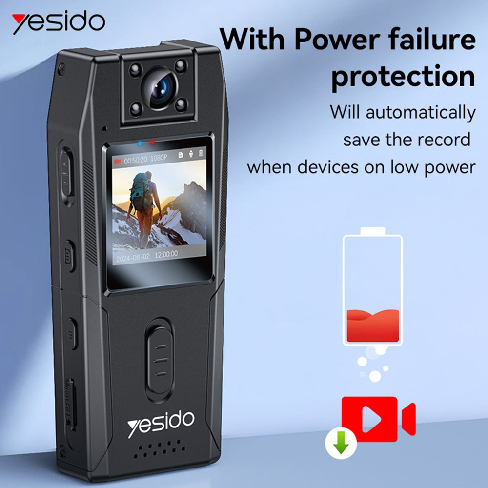 Yesido KM25 Sports Camera, 1080P, 1.3inch Display, Black