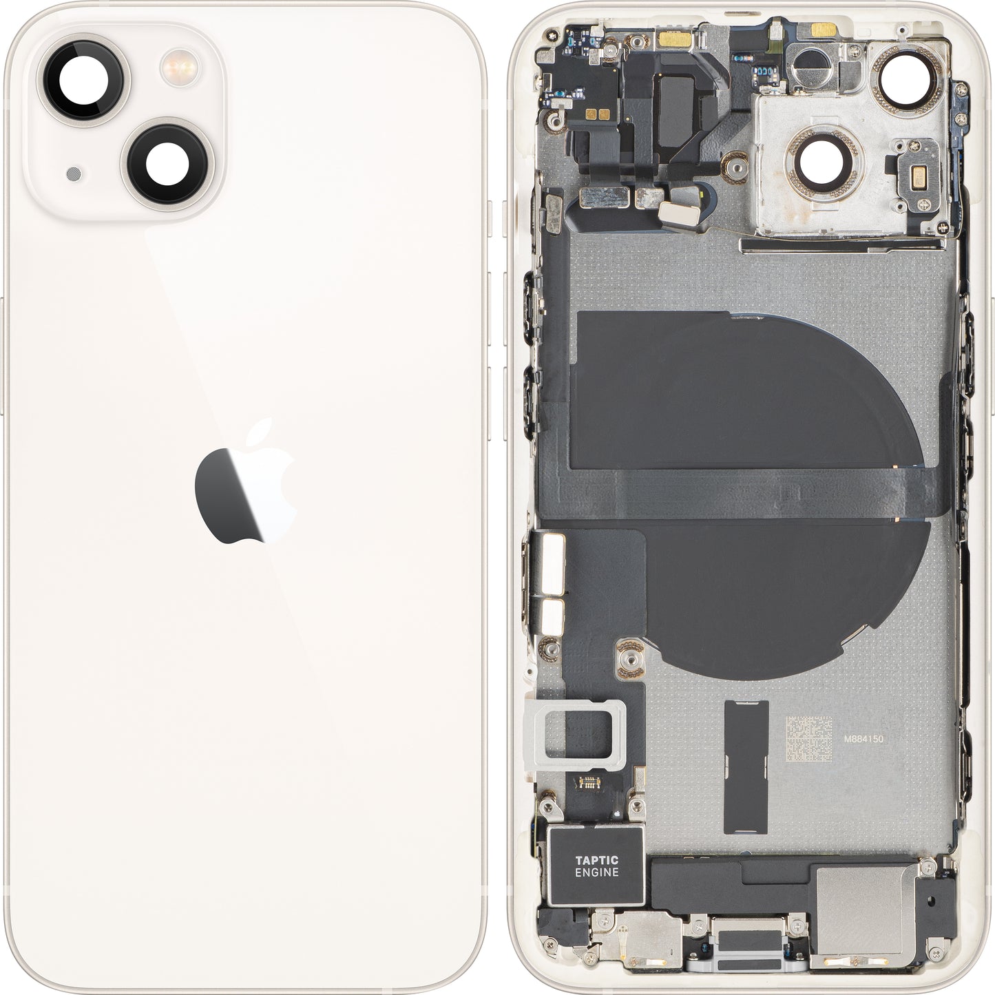 Apple iPhone 13 Battery Cover, With Middle Frame, Full Parts, White (Starlight), Swap