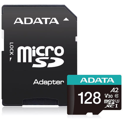 Adata Premier Pro microSDXC Memory Card, 128GB, Class 10 / UHS-1 U3, With Adapter AUSDX128GUI3V30SA2-RA1