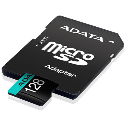 Adata Premier Pro microSDXC Memory Card, 128GB, Class 10 / UHS-1 U3, With Adapter AUSDX128GUI3V30SA2-RA1