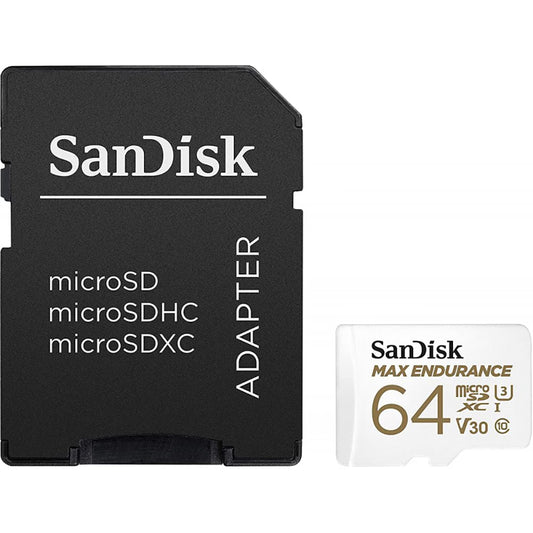 SanDisk MAX Endurance microSDXC Memory Card, 64Gb, Class 10 / UHS-1 U3, With Adapter SDSQQVR-064G-GN6IA