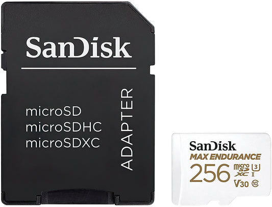 SanDisk High Endurance microSDXC Memory Card, 256Gb, Class 10 / UHS-1 U3, With Adapter SDSQQNR-256G-GN6IA