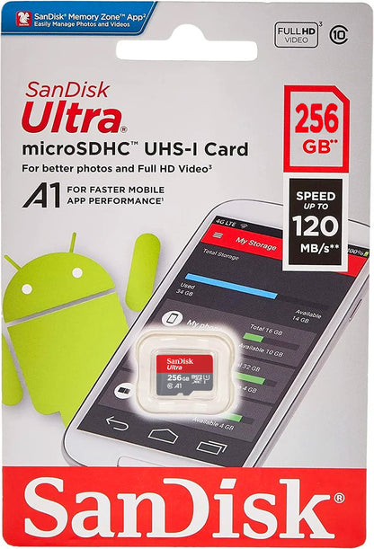 SanDisk Ultra Android A1 microSDXC Memory Card, 256Gb, Class 10 / UHS-1 U1 SDSQUAC-256G-GN6MN