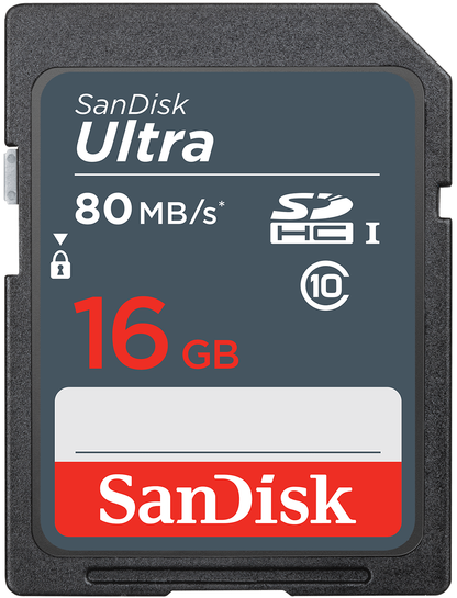 SanDisk Ultra SDHC Memory Card, 16GB, Class 10 SDSDUNS-016G-GN3IN