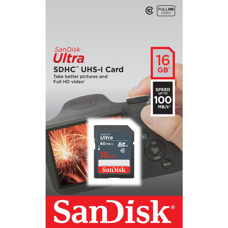 SanDisk Ultra SDHC Memory Card, 16GB, Class 10 SDSDUNS-016G-GN3IN