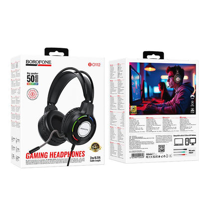Borofone BO112 Wave 3.5mm Gaming Headphones, RGB, 2m, Black