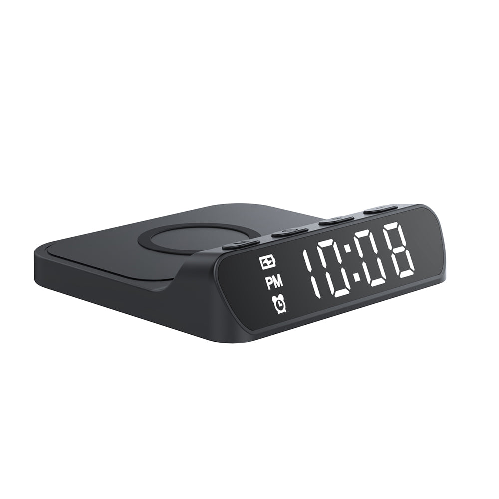 HAVIT W3031 Digital Clock with QI Wireless Charging, Black