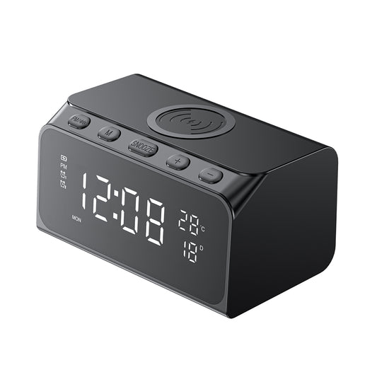 HAVIT W3041 6in1 Digital Clock with Wireless QI Charging, Black