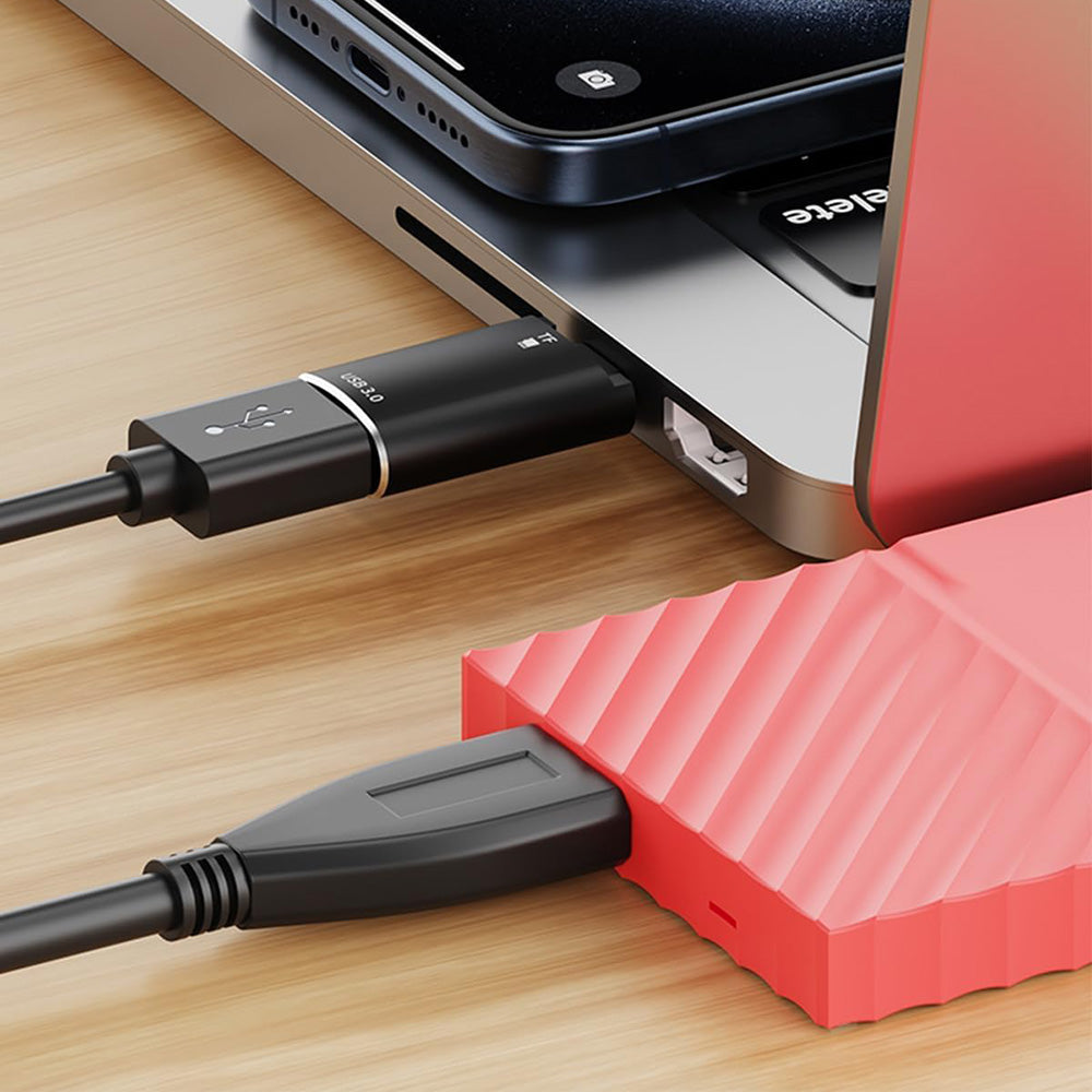 USB-C Techsuit AluVoltX Card Reader, USB-A (OTG) - microSD, Black