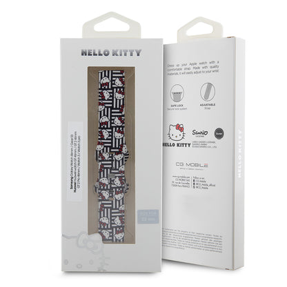 Hello Kitty Silicone Kitty Heads & Stripes Strap for Samsung Galaxy Watch / Huawei Watch Series, Black