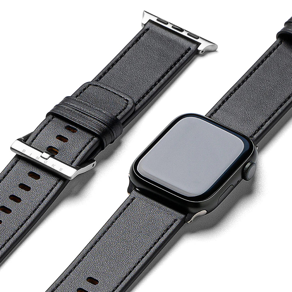Ringke Leather One Strap for Apple Watch 49mm / 46mm / 45mm / 44mm / 42mm Series, Black