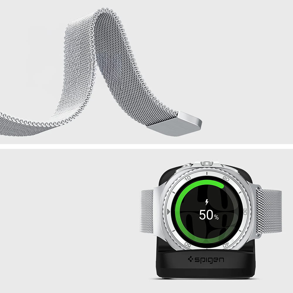 Spigen Metal Fit Strap for Samsung Galaxy Watch9 / Watch8 / Watch8 Classic Series, Silver AMP10121
