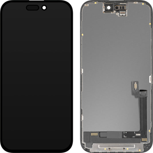 MP Touchscreen Display compatible with Apple iPhone 16, with Frame, Movable IC OLED Version, Black