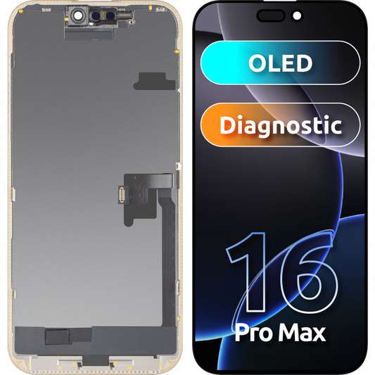 MP Touchscreen Display compatible with Apple iPhone 16 Pro Max, with Frame, OLED FHD Diagnostic Version, Black