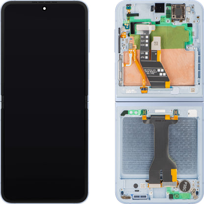 Samsung Galaxy Z Flip6 F741 Display with Touchscreen, Frame, Under Inner, Blue, Service Pack GH82-35014C
